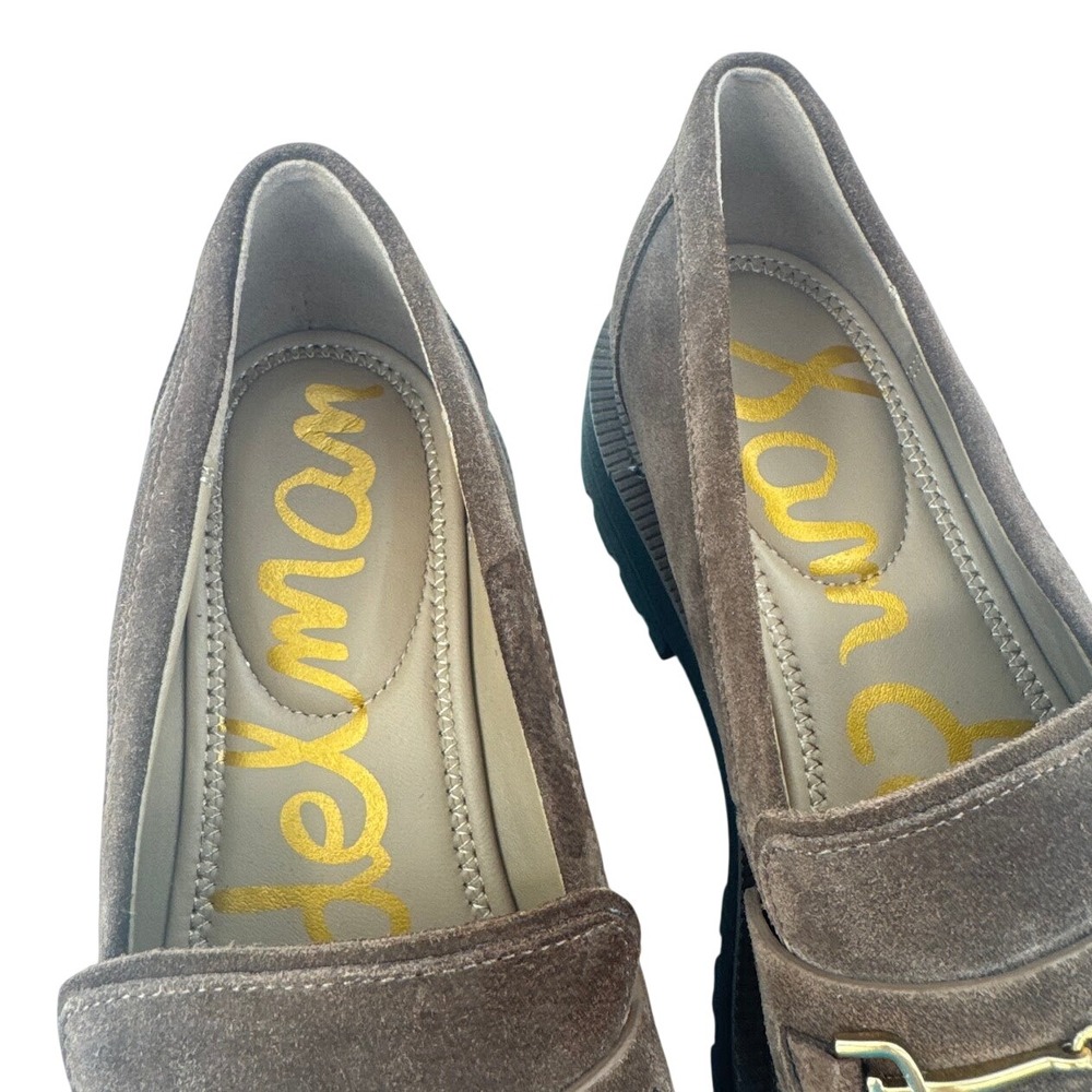 Sam Edelman Lea Platform Loafer Mustang Brown Suede Lug Sole Horsebit 9M - Picture 4 of 10